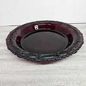 Avon 1876 Ruby Red Glass Cape Cod Pie Server Plate Vintage No Box